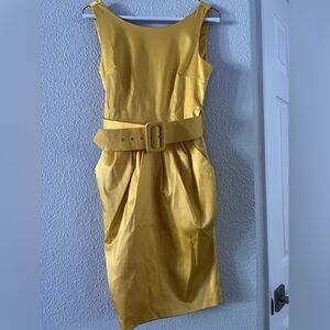 Teeze Me Golden Belted Midi Dress